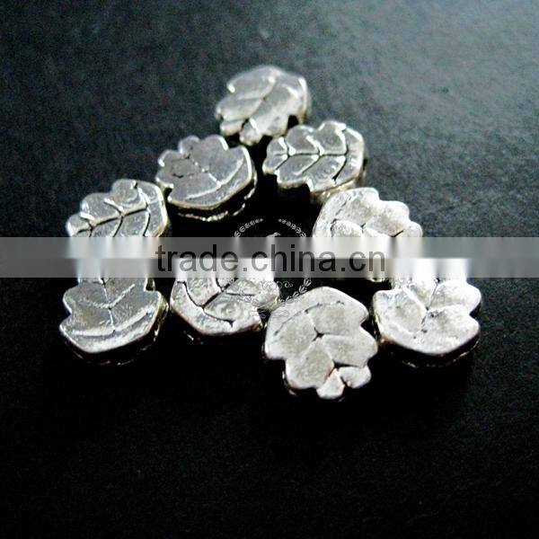 8mm vintage antiqued silver flower leaf flat alloy beads DIY beading supplies 3993009