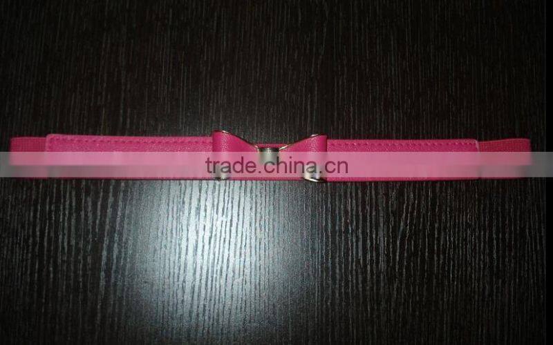 WIDE ELASTIC STRETCH & PATENT LEATHER BOW BELT FOR LADIES