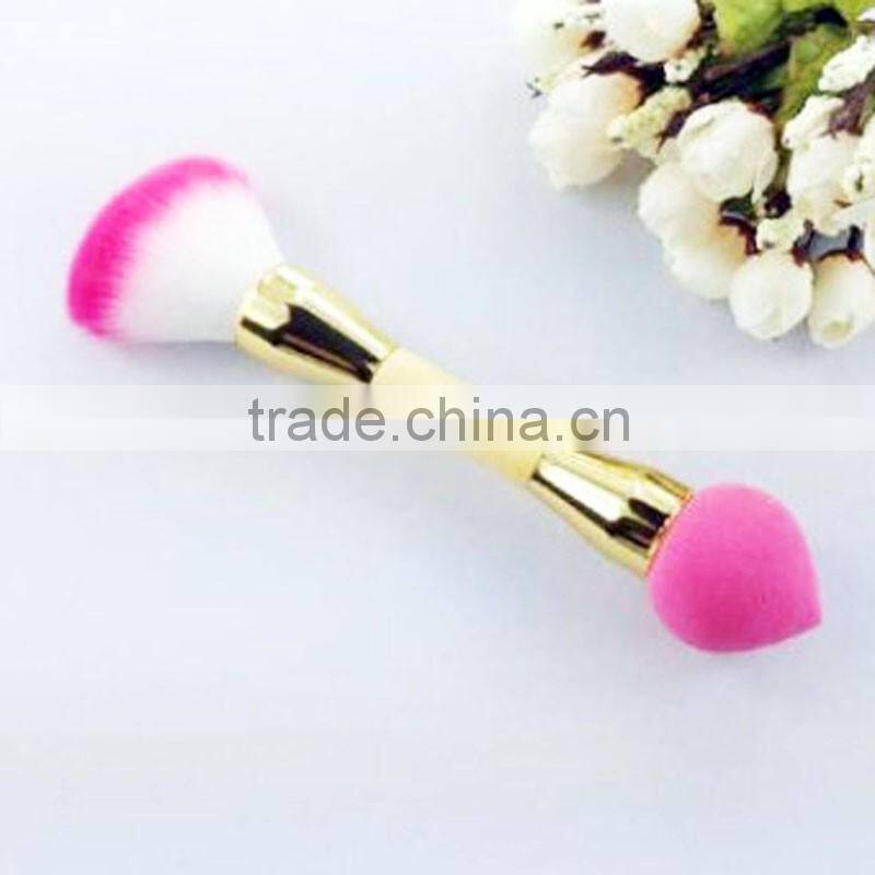 Double-end for powder brush single makeup sponge brush
