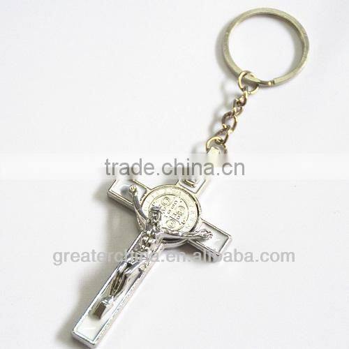 Religious zinc alloy Metal cross keychain