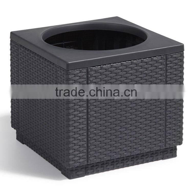 UV-resistant outdoor garden resin rattan square garlic planter sale