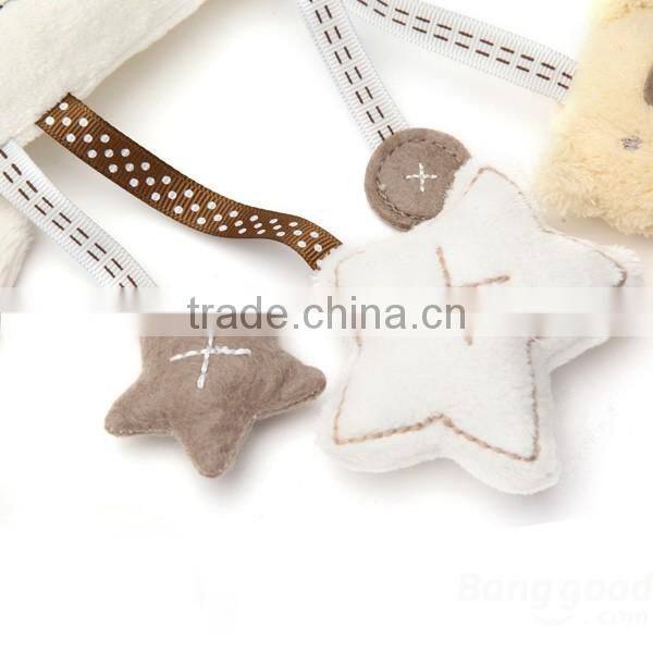 Wholesale custom Soft Plush Rabbit Beer Musical Baby Kids Hanging Bed Stroller Rattle toys