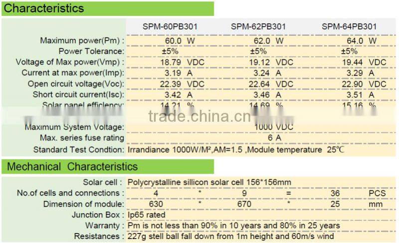 60 Watt Polycrystalline Solar Panel