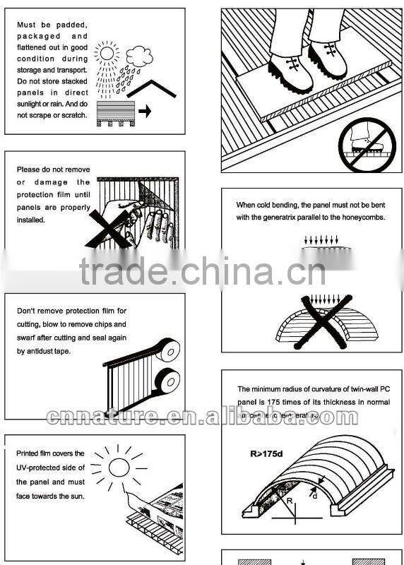 Polycarbonate hollow sheet sun sheet