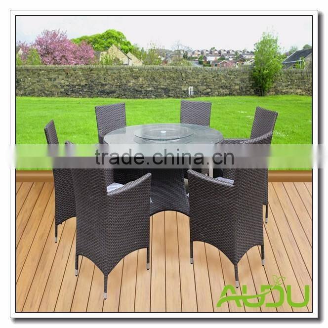 Audu Atlanta Outdoor Garden Rattan Dining Set With Lazy Susan