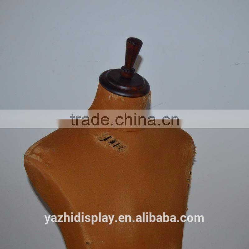 Worn out fabric upper body retro man tailor mannequin display