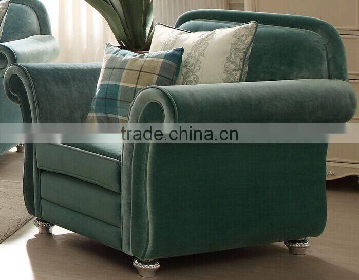 BISINI New Arrival European Style Living Room Sofa, Velvet Upholsteried Sofa Set, Sectional Leisure Furniture Sofa (BF01-X1194)