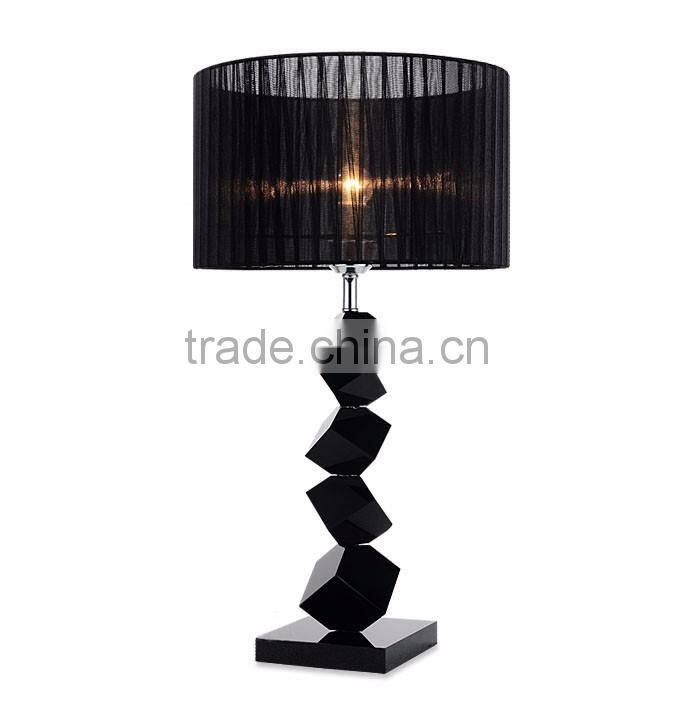 Modern design K9 black crystal table lamp with fabric lampshade