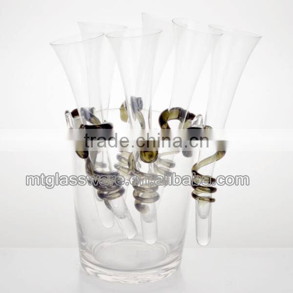 7pc set Wholesale high quality champagne party set /electroplate or golden decal champagne flute