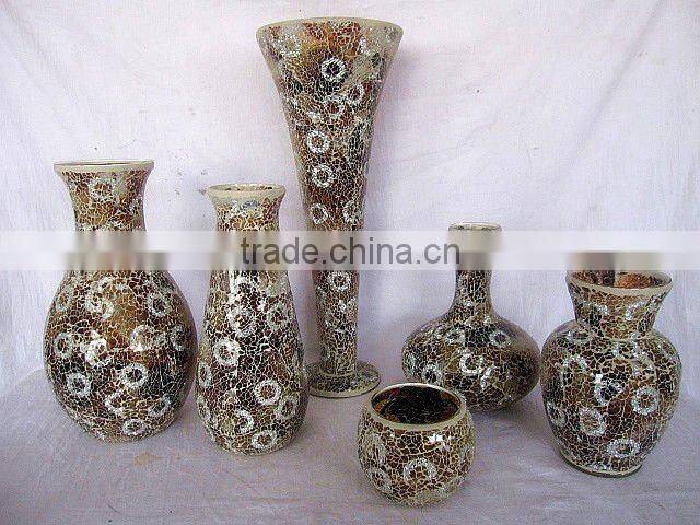 Modern Color Mosaic Glass Flower Ornament Cheap Wholesale Hand Made Glass Vase