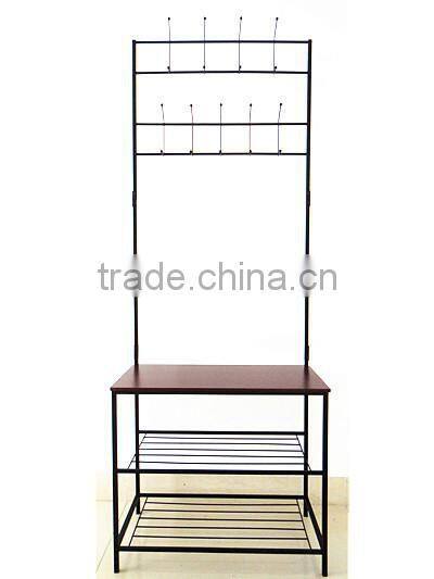 Metal Wood Entryway Bench Storage standing Hallway Umbrella Hat coat Shoe rack