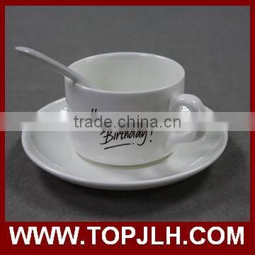 sublimation coated white porcelain small fancy coffee cup set