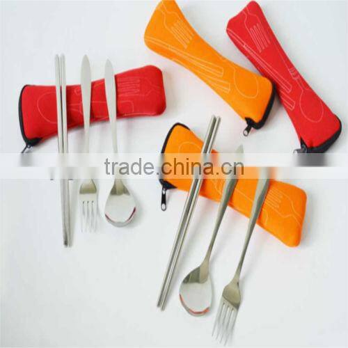Portable takeaway 3pcs travel cutlery set with pouch bag
