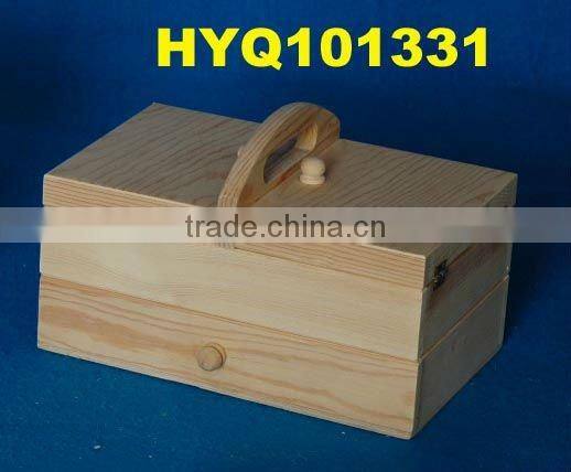unfinished wooden sewing box with glass lid