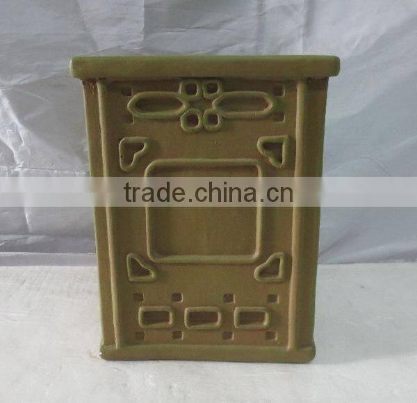 Garden fiberglass clay antique square stool