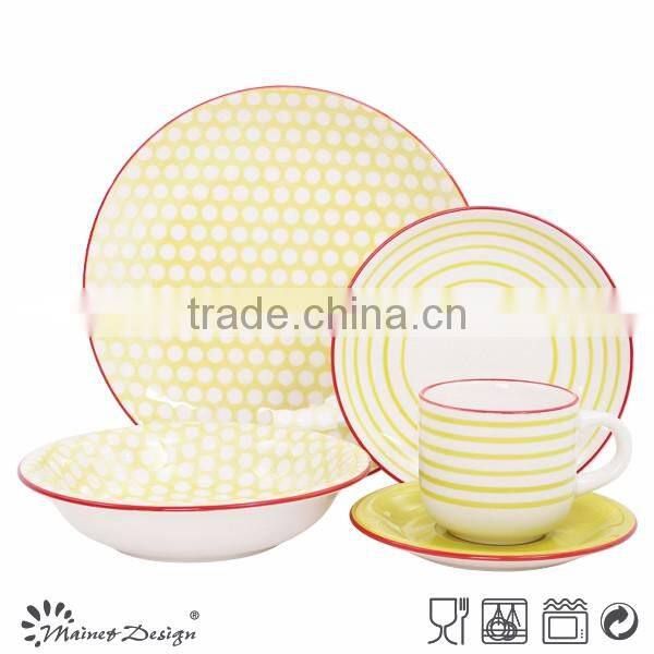 2017 New design ceramic stoneware crockery pad printing dinnerware set