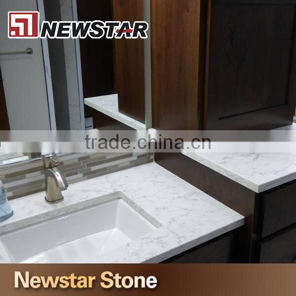 Newstar Cararra White Artificial Quartz Good Quality Quartz Vanity Tops China Stone Suppliers