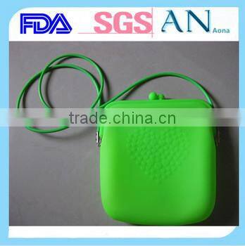 silicone purple heart shape long strap shoulder bag