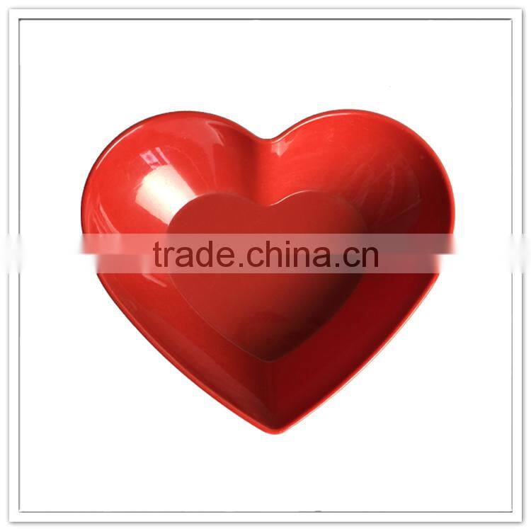 LFGB certificate Valentine's Day used candy serving solid red deep hard plastic bowl