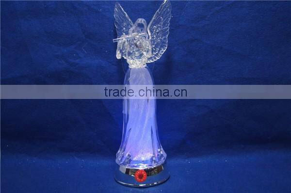 2016 newest design acrylic angel with LED changing color and Christmas music