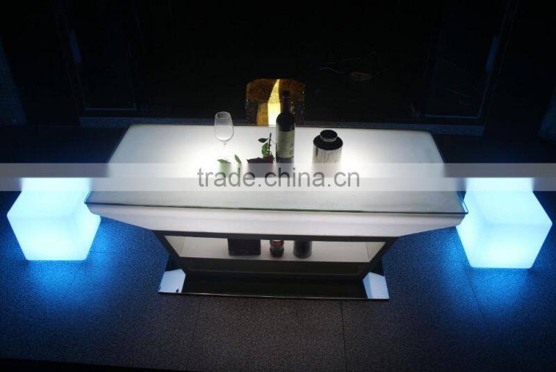 Stainless steel leg illuminate small party led bar counter with IR remote control