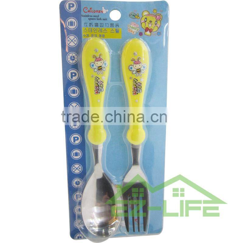 Korean cute stainless steel baby spoon and fork set