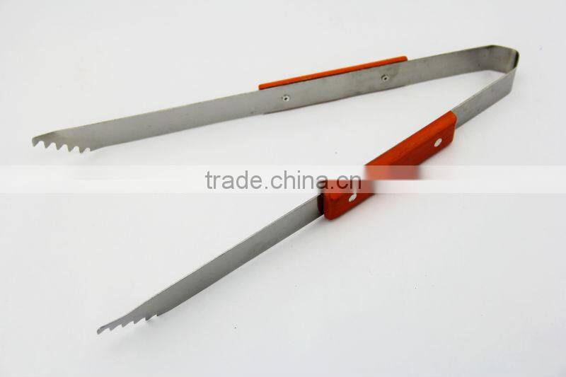 out door cooking ware grilling accessories 13inch long wood handle BBQ tool set in orange