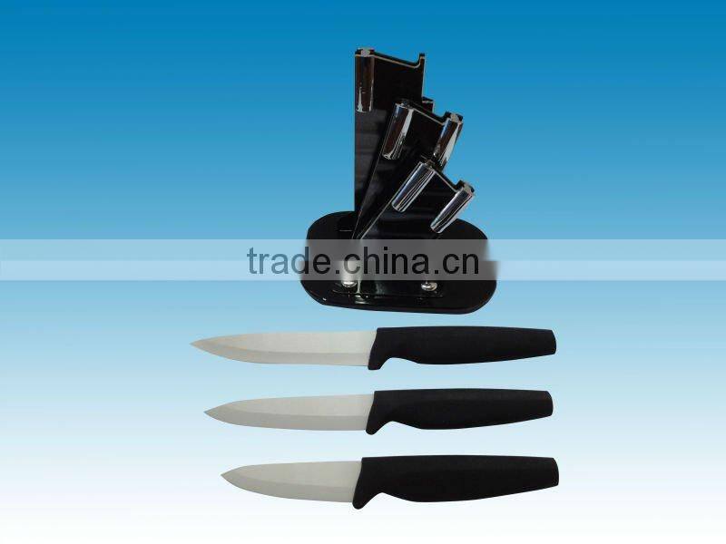 3 pieces ceramic kitchen knife set with Arylic block