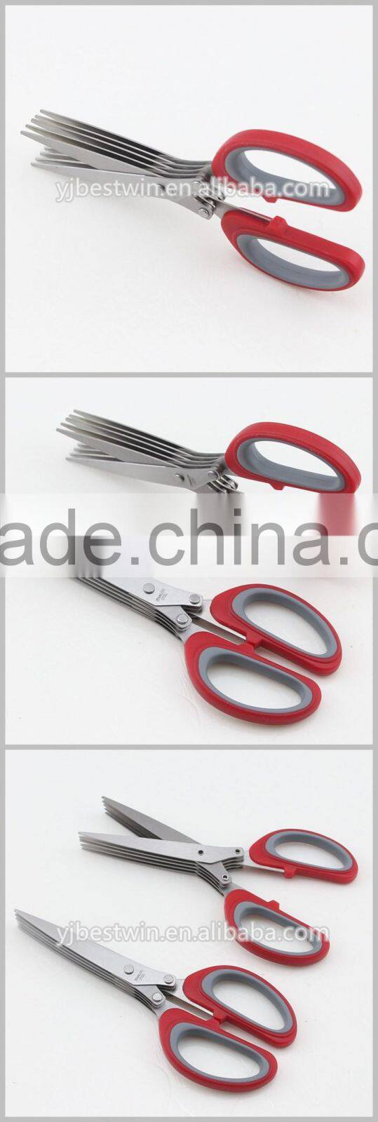 Multifunction Kitchen Tools Ergonomic Design 5 Blades Stainless Steel Scissors
