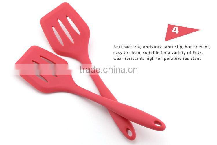 Heat Insulation Silicone Handle Slotted Spatula