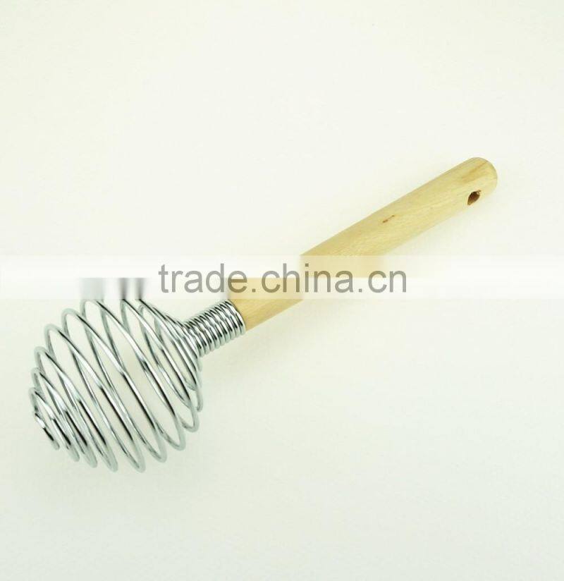 37045 Stainless Steel Spring Coil Whisk with wooden handle