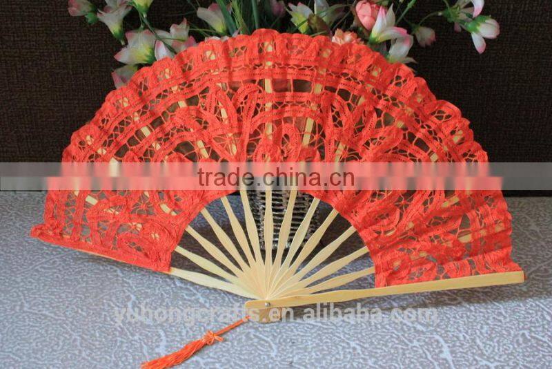 Handmade embroidery lace wedding fan for bridal