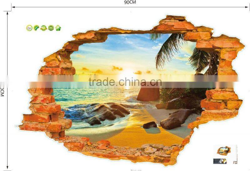 3D Removeable Beach And Sunshine Picture Wall Stickers Home Decor