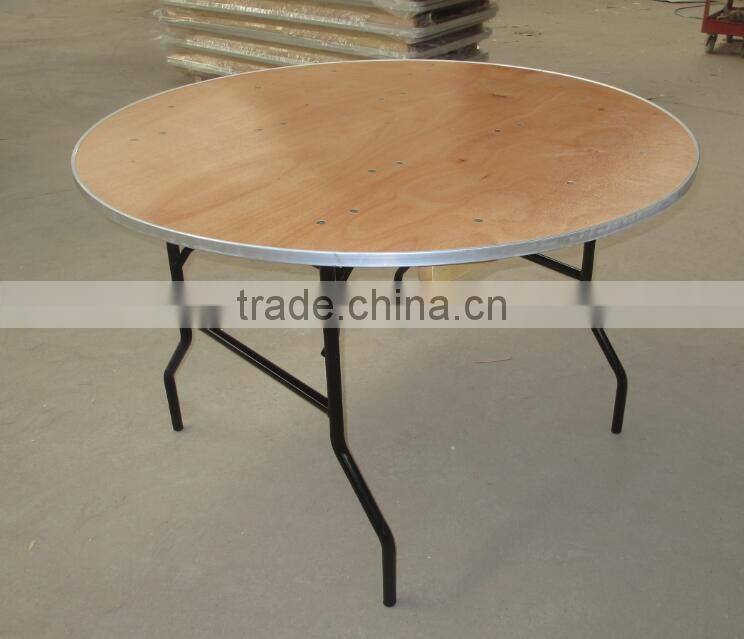 Used Plywood Banquet 6ft round Wooden Folding Tables Wholesale for Banquet party event