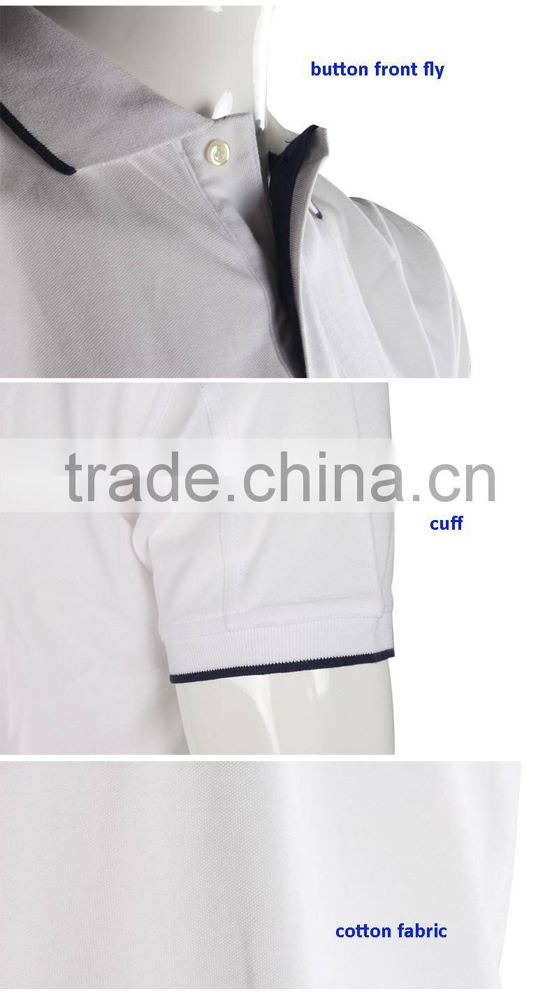White Turndown Collar Mercerized Cotton Polo Shirts