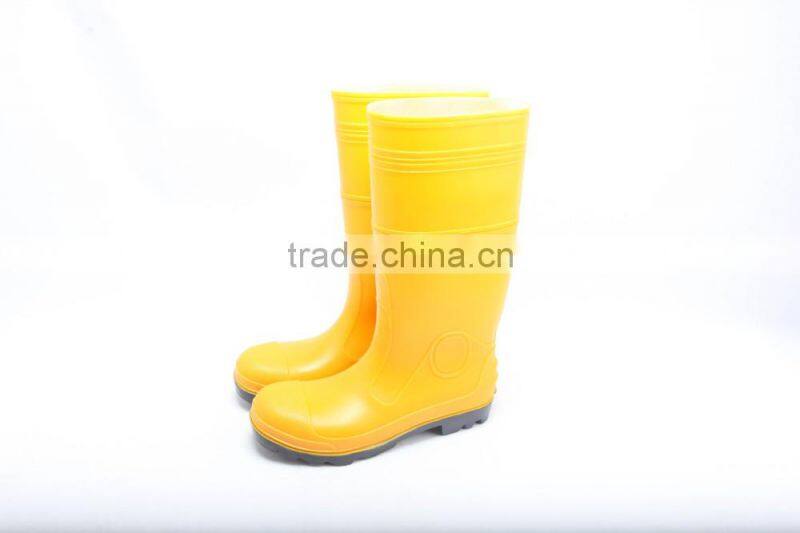 yellow color heavy duty pvc safety gumboots for industrial work