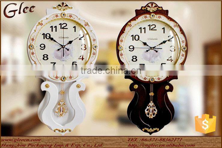 Vintage wooden clock, wall clock, solid wood, 62cmH*30cmDIAM*7.8cmT