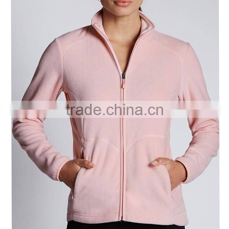 Plain color polar fleece fabric warm women jacket
