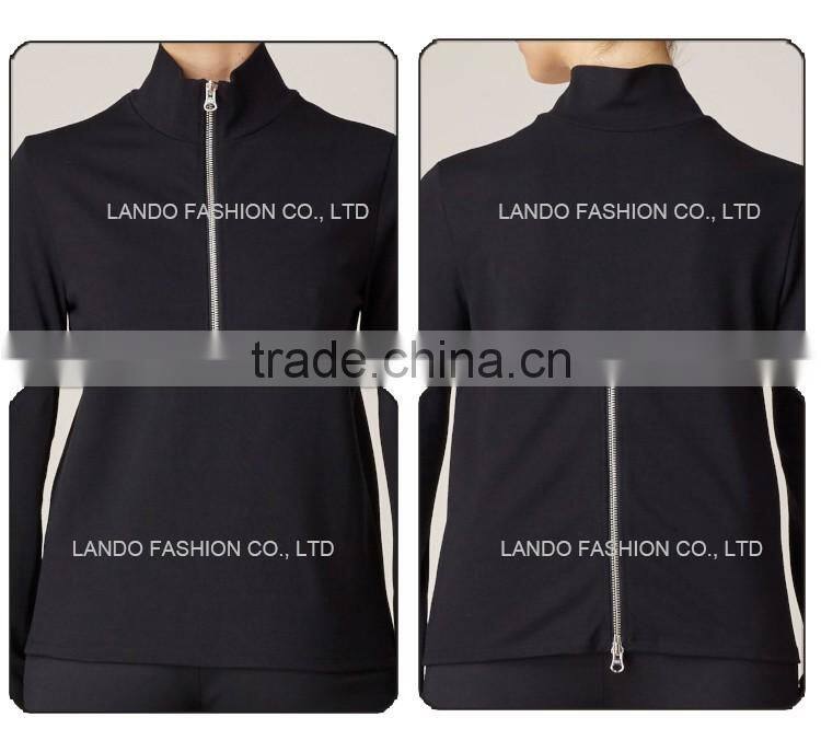 2015 F/W fashion UK simple design front zipper knit sweater