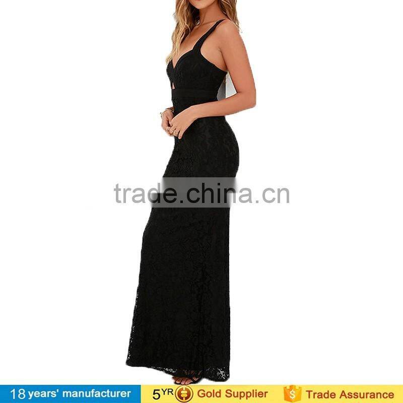 2016 ladies lace long evening party wear fashion maxi dresses with picture