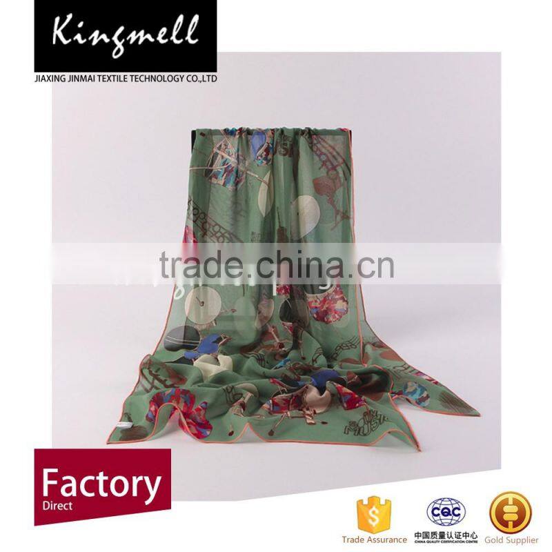Eco-friendly digital print fashion design 100% silk scarves