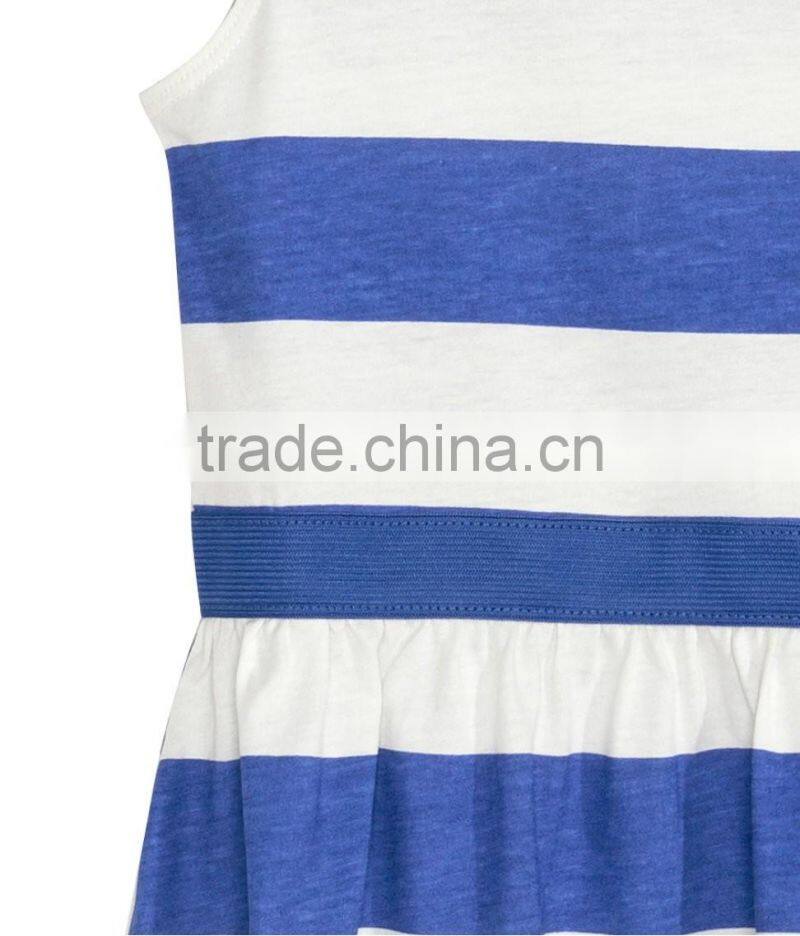 2016 Fashion Children Little Gilrs Cotton Jersey Stripe Print Dress HSD8073