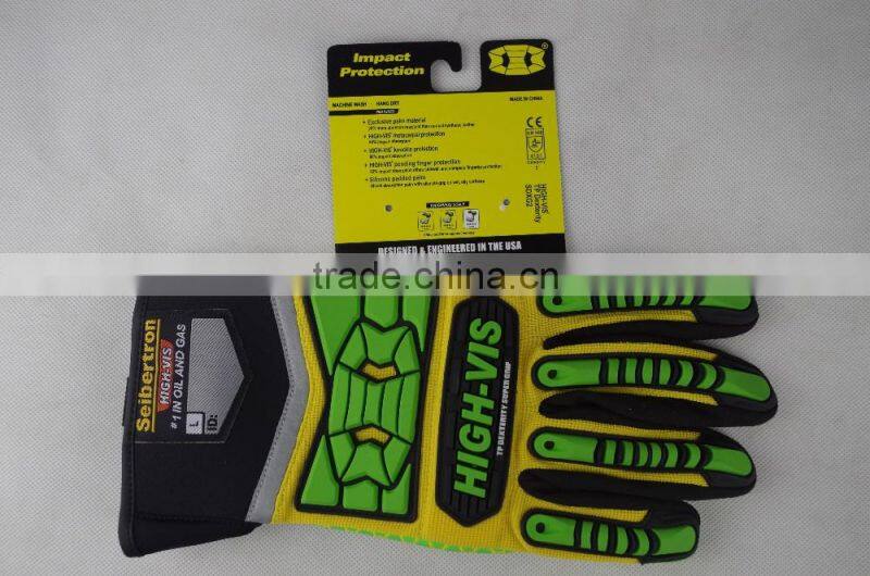 CE EN388 4131 High Visibility Smart Phone Sensitive Gloves Impact Gloves Anti slip Safety Drilling Shock Absorption Work Gloves