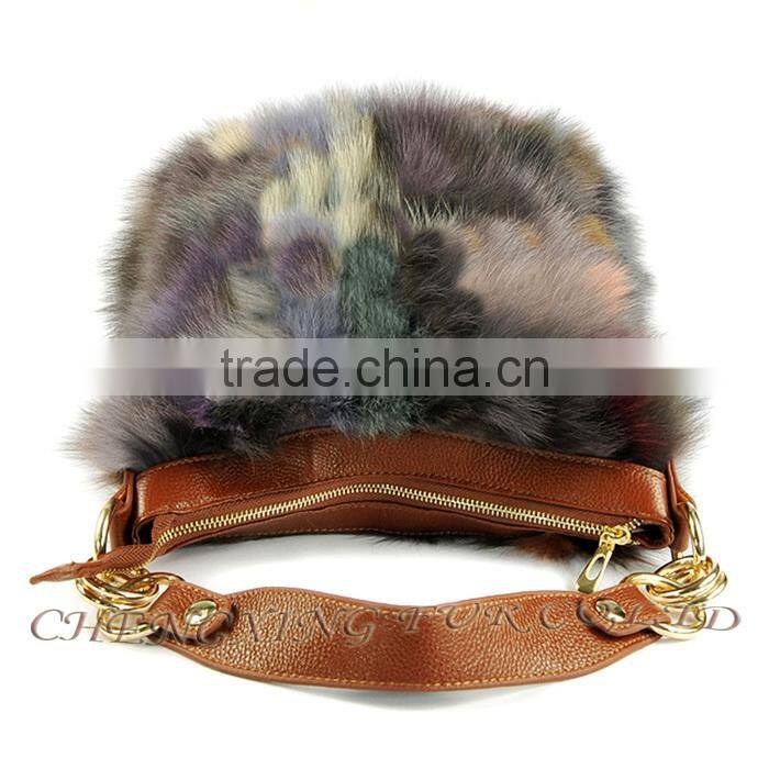 CX-H-50 Good Quality Leather Rex Rabbit Fur Women Bags/Handbag/Hand Bag