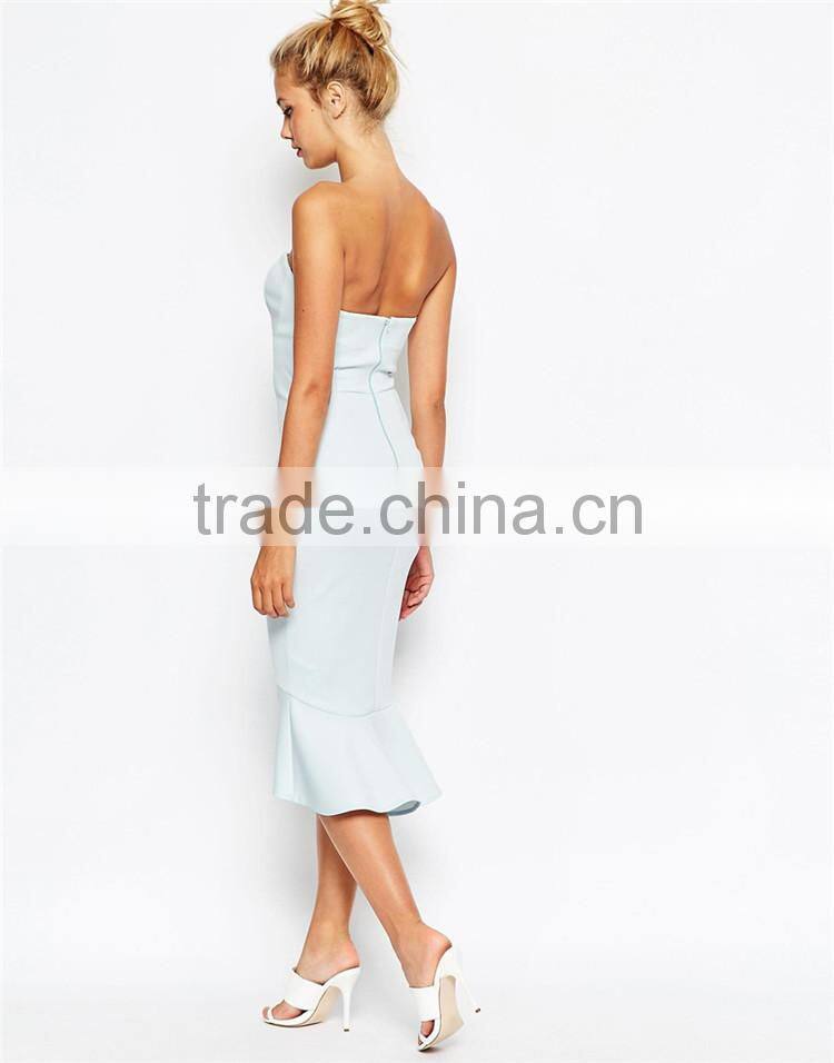 OEM womens evening party dress strapless formal party dress