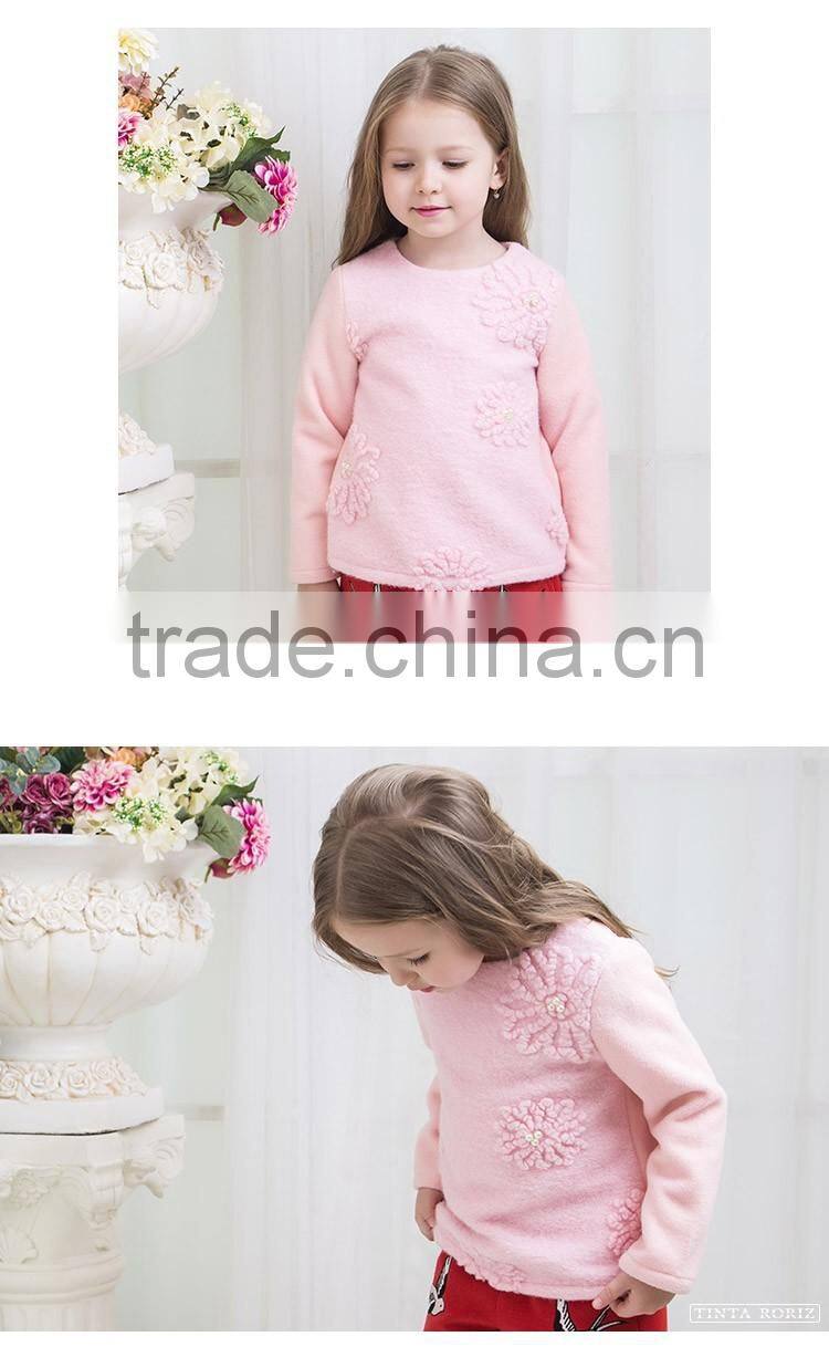 Kids Clothes Winter Girls Woolen T Shirt Jacquard Children's Top Long Sleeve t Shirt Wholesale