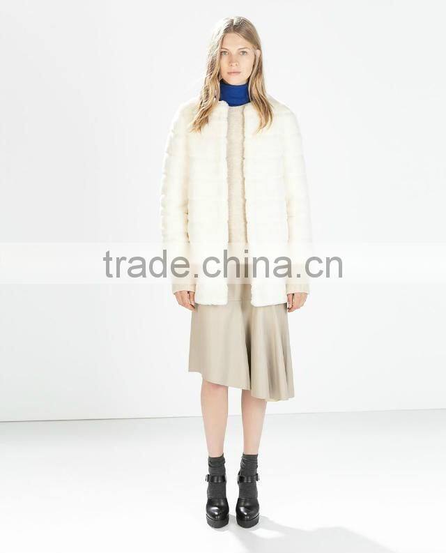 China garments factory winter fake fur coat woman lady rabbit fur long over coat