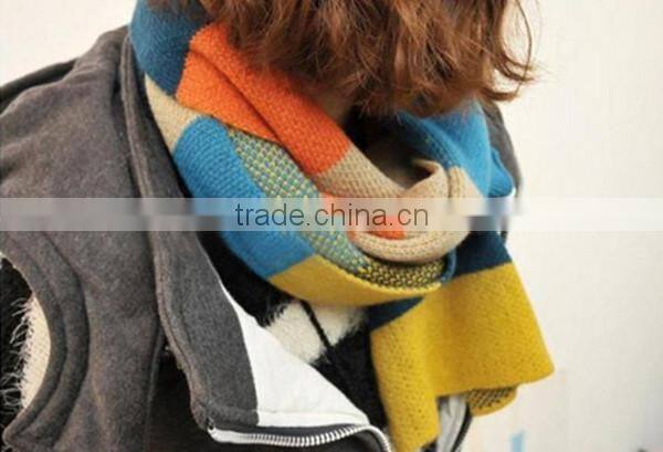High quality colorful stripe long 180cn wool women autumn and winter wear rainbow knit scarf fashion