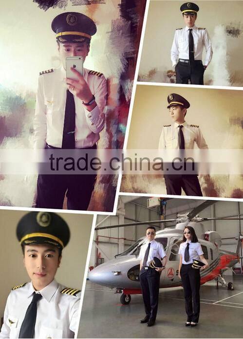 Juqian Custom Good Quality Long Sleeve Pilot Shirt,Man Airline Uniform,White Mens Airline Pilot Unform Shirts