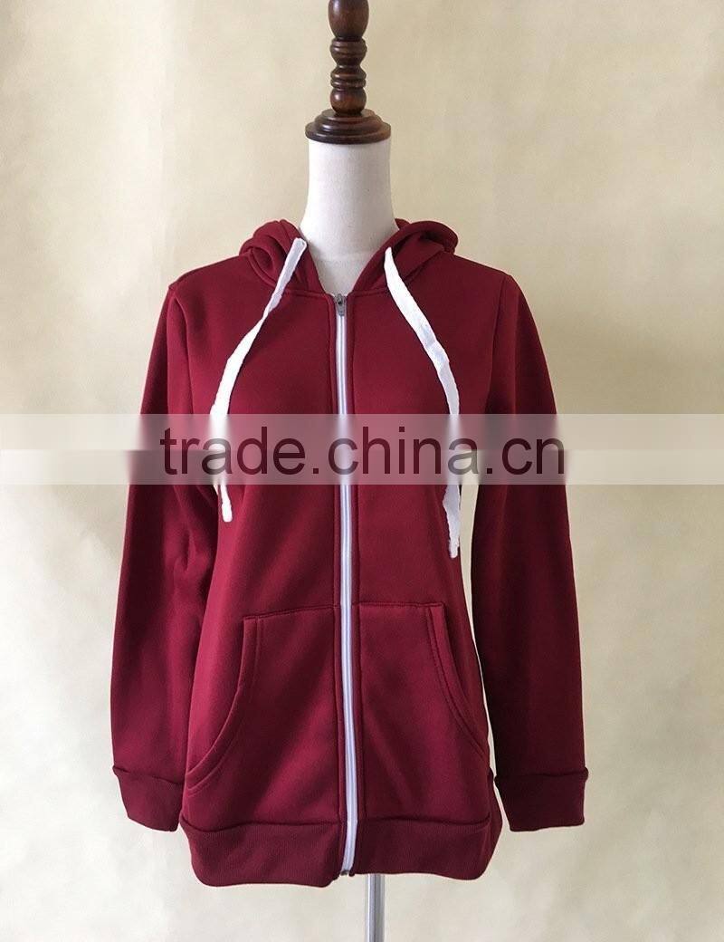 Women's Hoodies Pocket Zip-up Pure Color Blouse